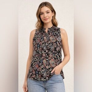 Braeve Sleeveless Floral Top Medium Lightweight Boho Casual Summer sleeveless